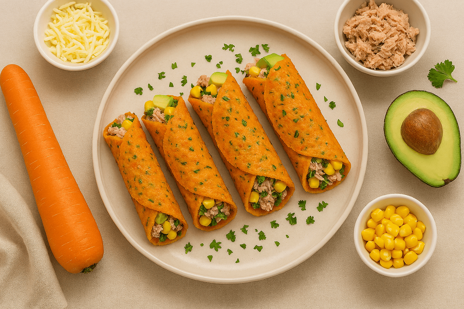 Rollitos de Zanahoria Rellenos de Atún y Palta: El Almuerzo Saludable y Colorido