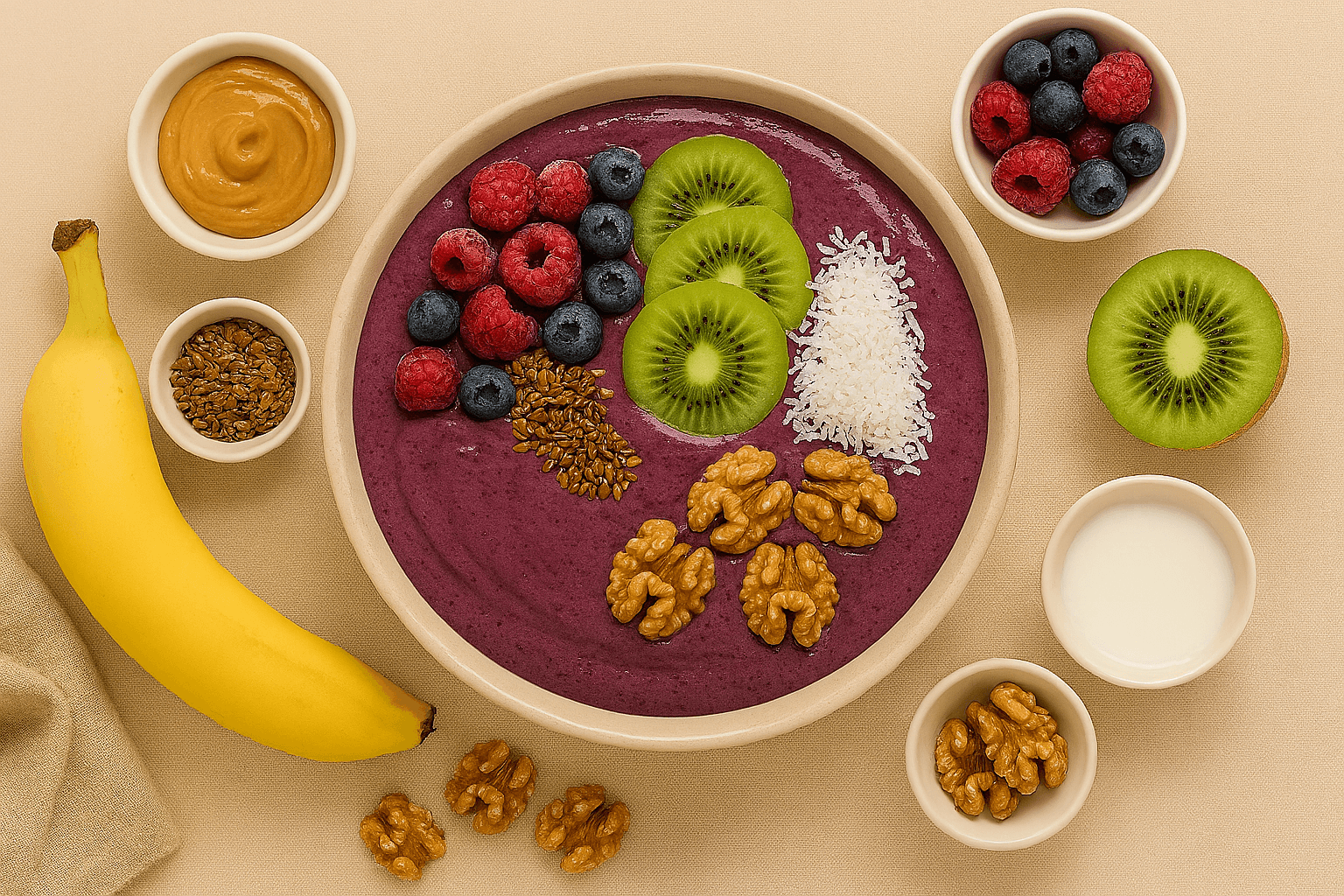 Smoothie Bowl de Plátano y Frutos Rojos: El Desayuno Fresco sin Gluten