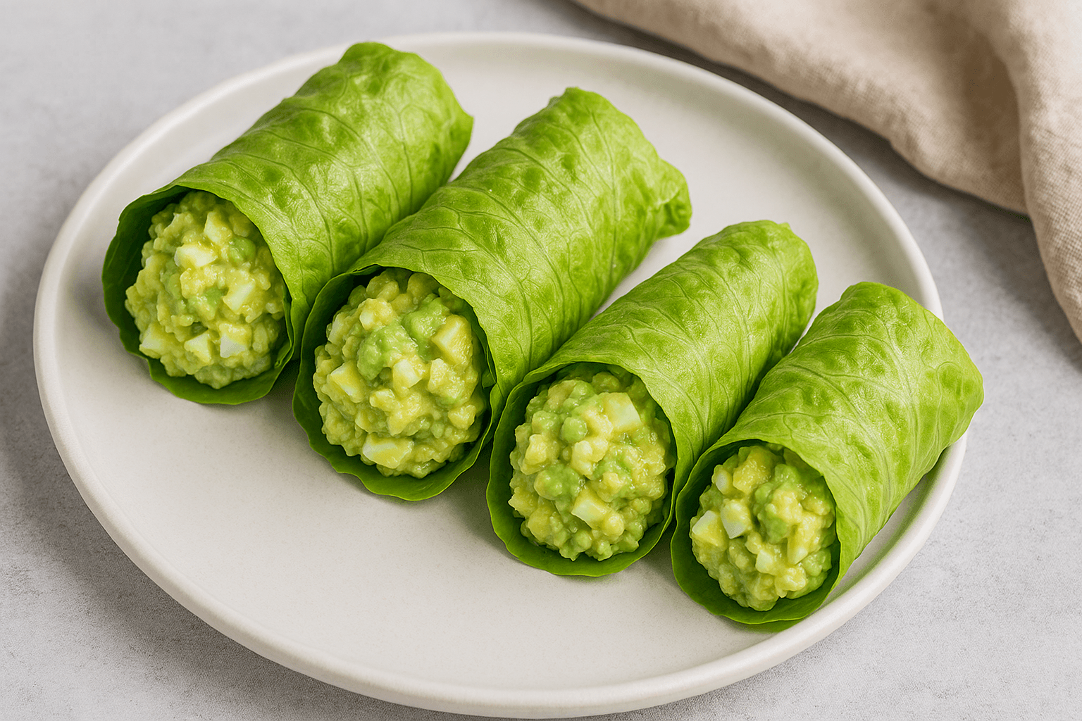 Rollitos de Lechuga con Crema de Palta y Huevo Duro