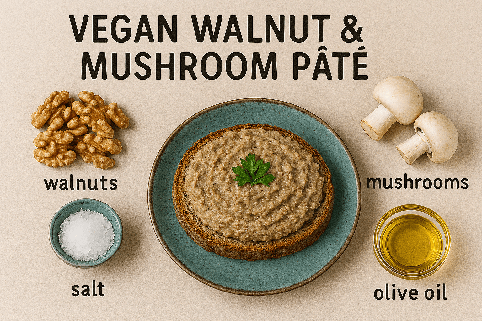 Paté Vegano de Nueces y Champiñones: Un Untable Cremoso y Sabroso.