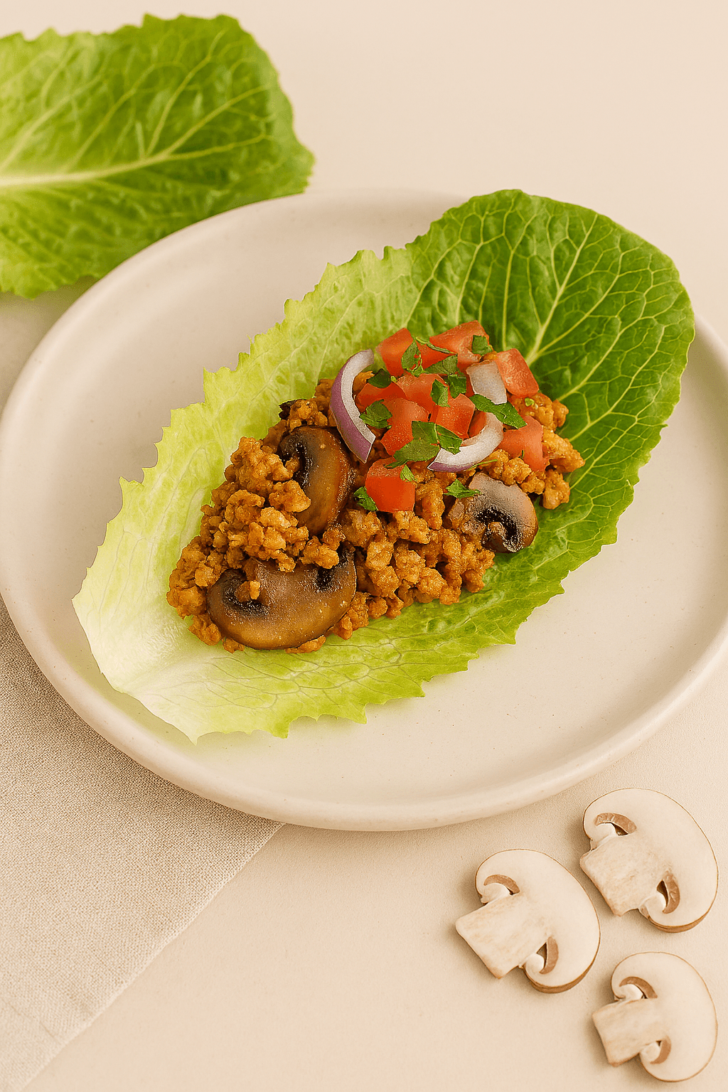 Wraps de Lechuga con Pino deSoja y Champiñones