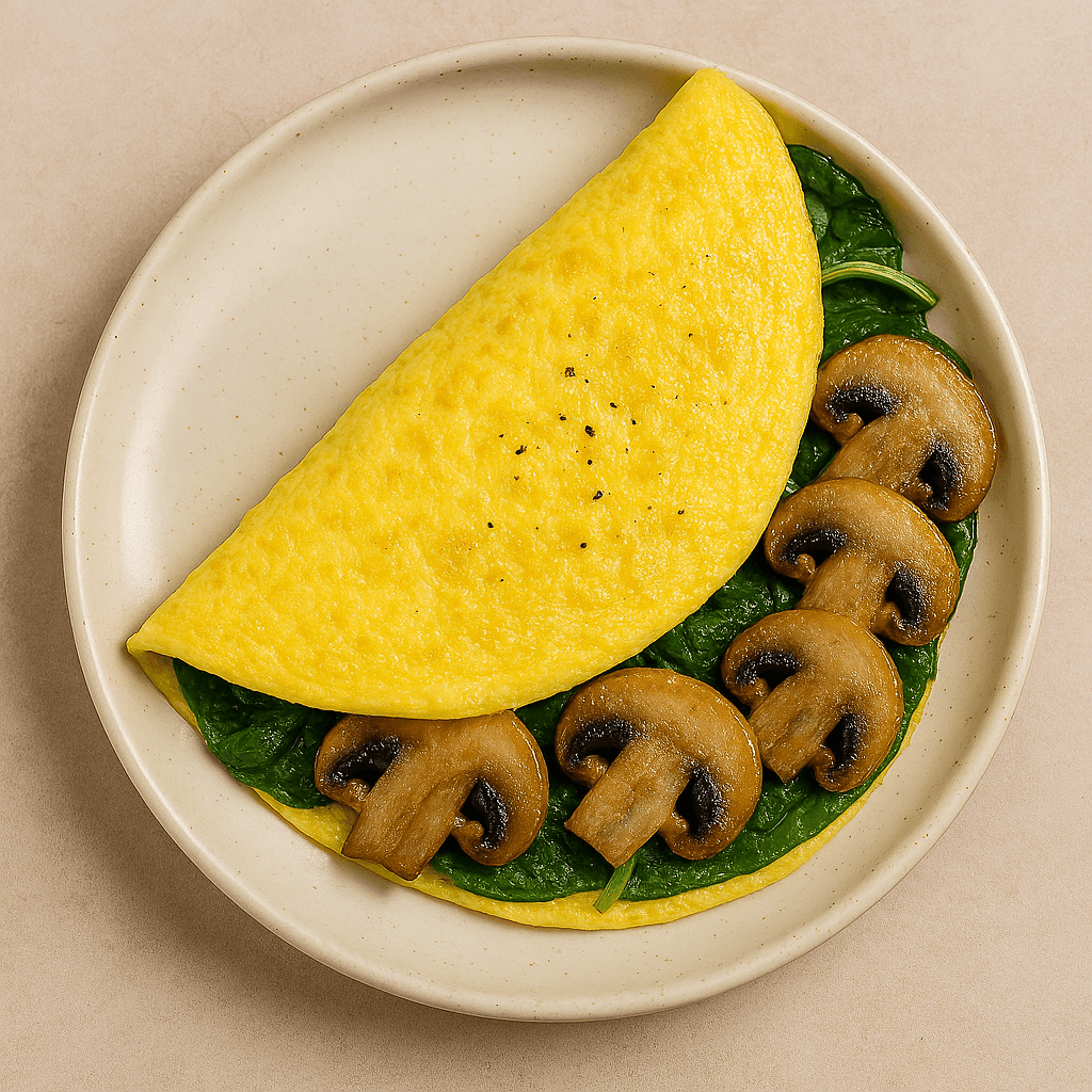 Omelette Proteico con Champiñones y Espinacas