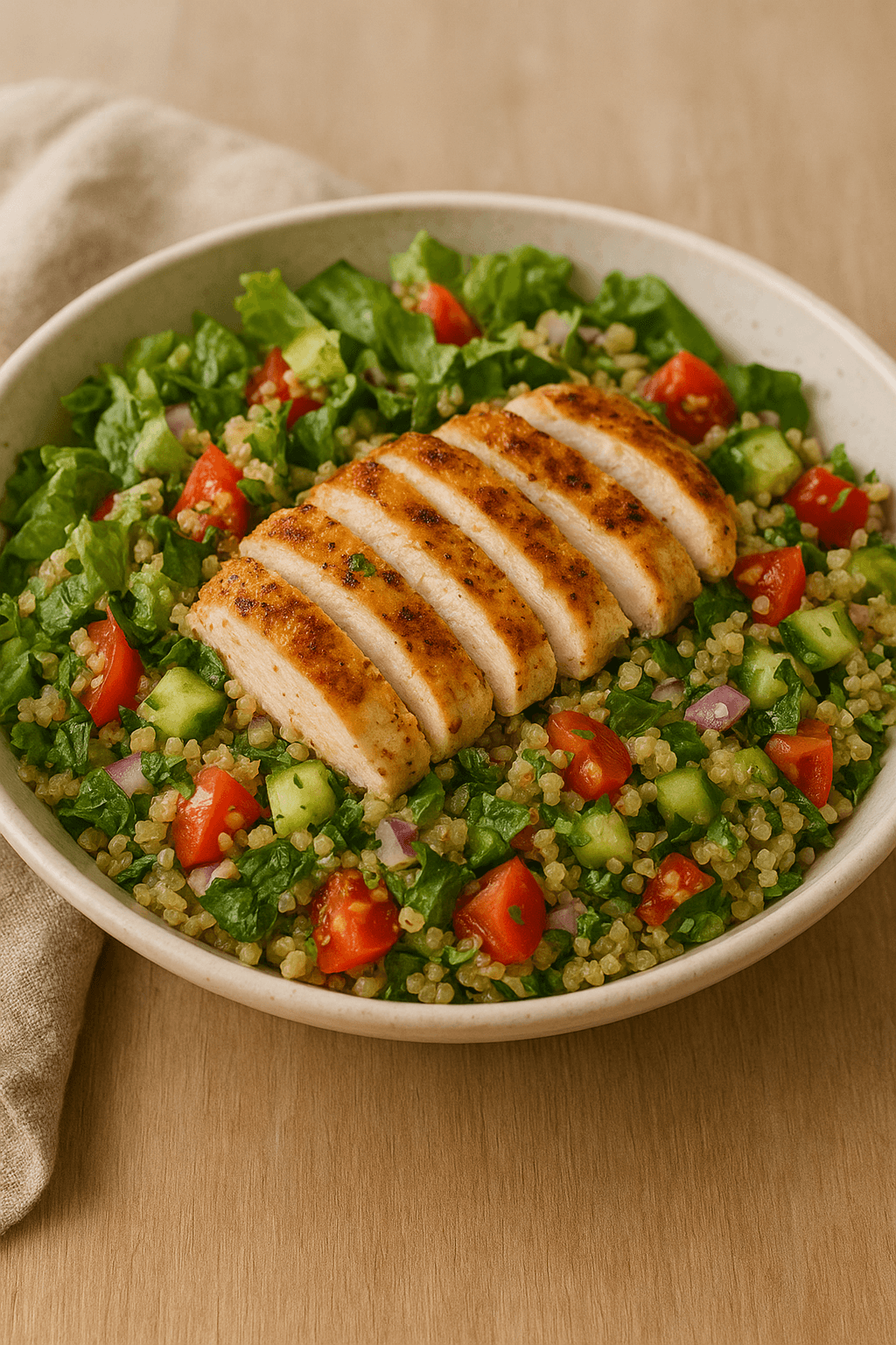 Ensalada de Quinoa y Pollo: El Almuerzo Completo y Refrescante