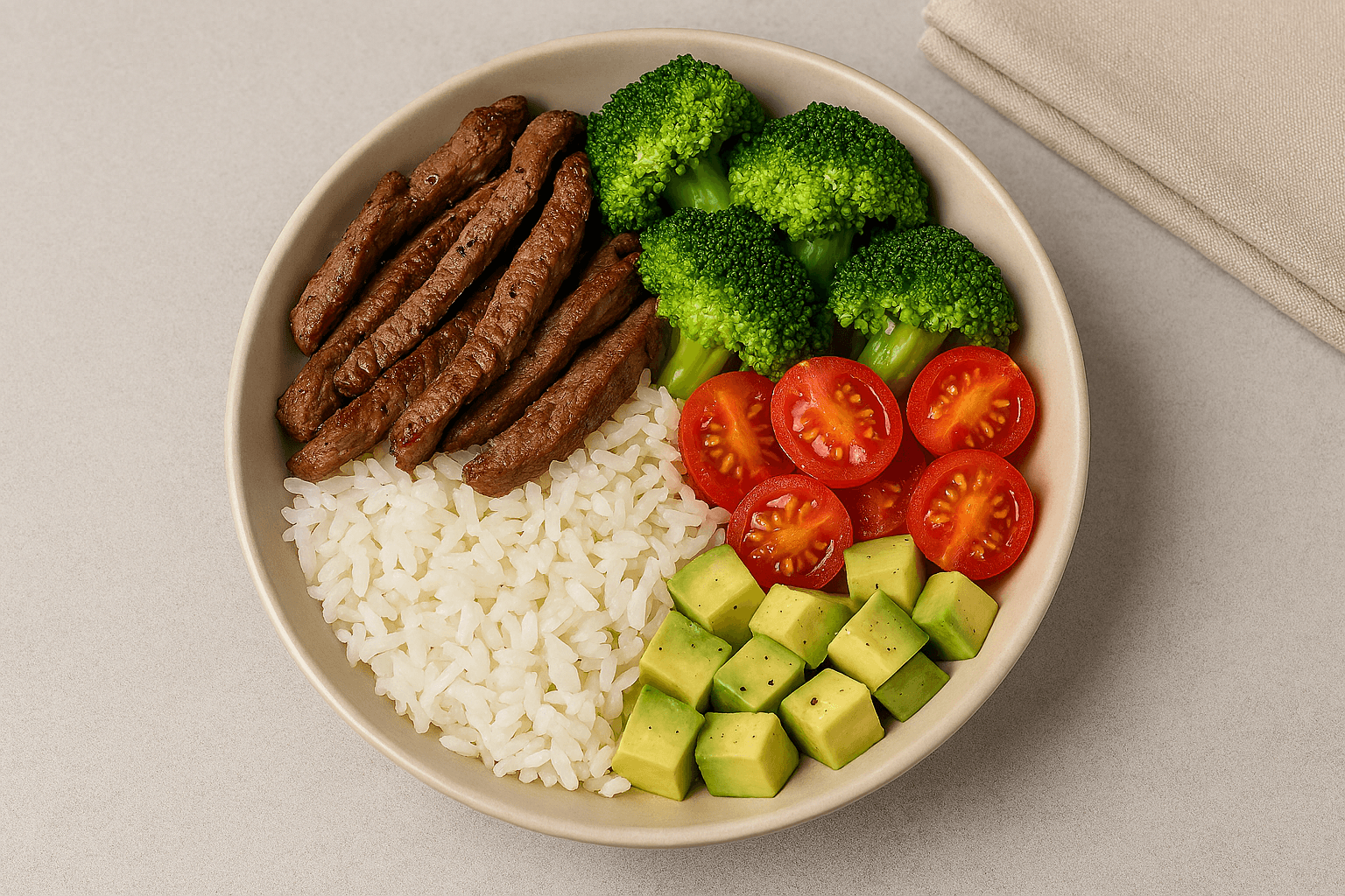Bowl de Posta Rosada y Arroz: El Almuerzo Completo y Energético