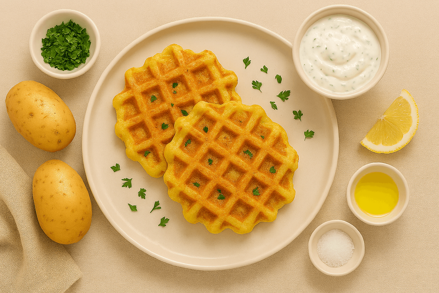 Wafles de Papa al Estilo Puré: Crujientes por Fuera, Suaves por Dentro