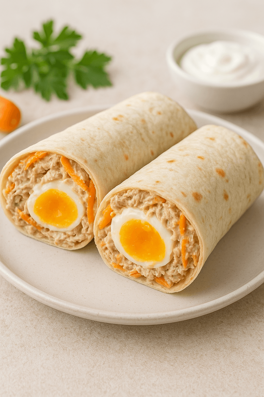 Tortilla Rellena de Atún Cremoso: Un Almuerzo Hiperproteico y Completo.