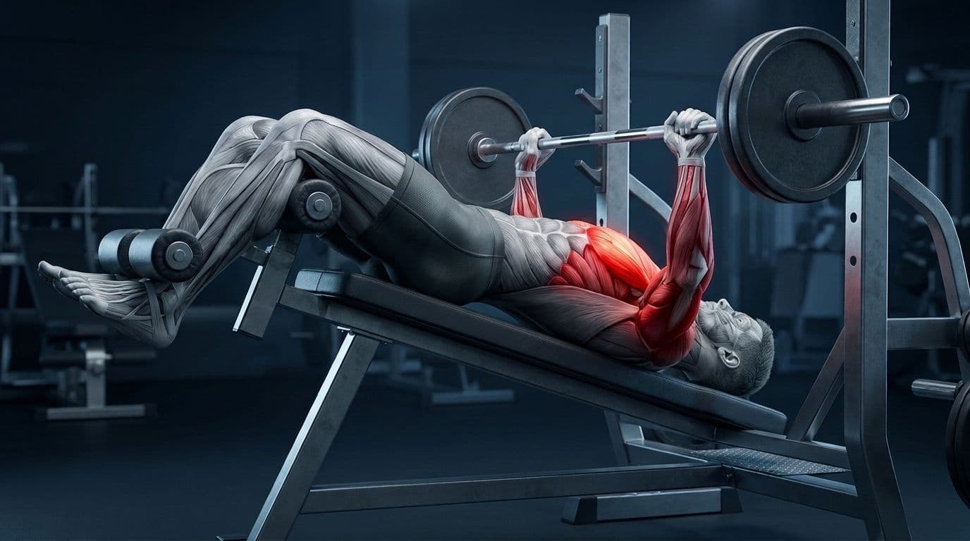 Press Declinado con Barra (Decline Barbell Bench Press)