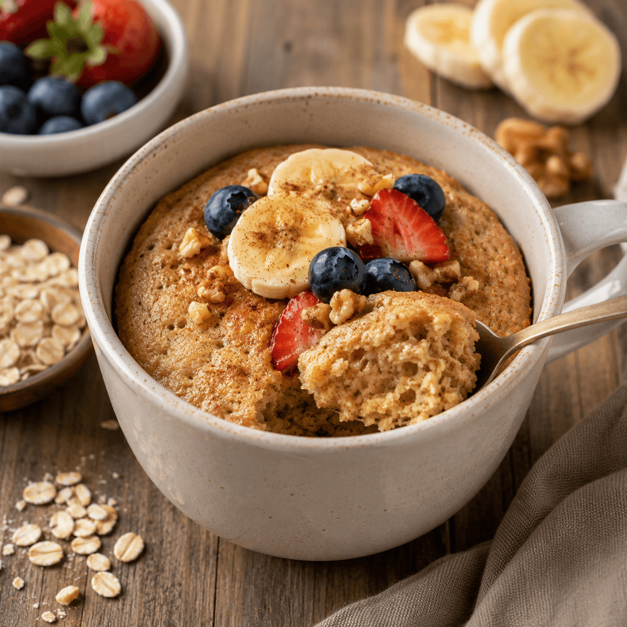 Mug Cake de Avena y Plátano: "Tu Desayuno Nutritivo en Menos de 5 Minutos"