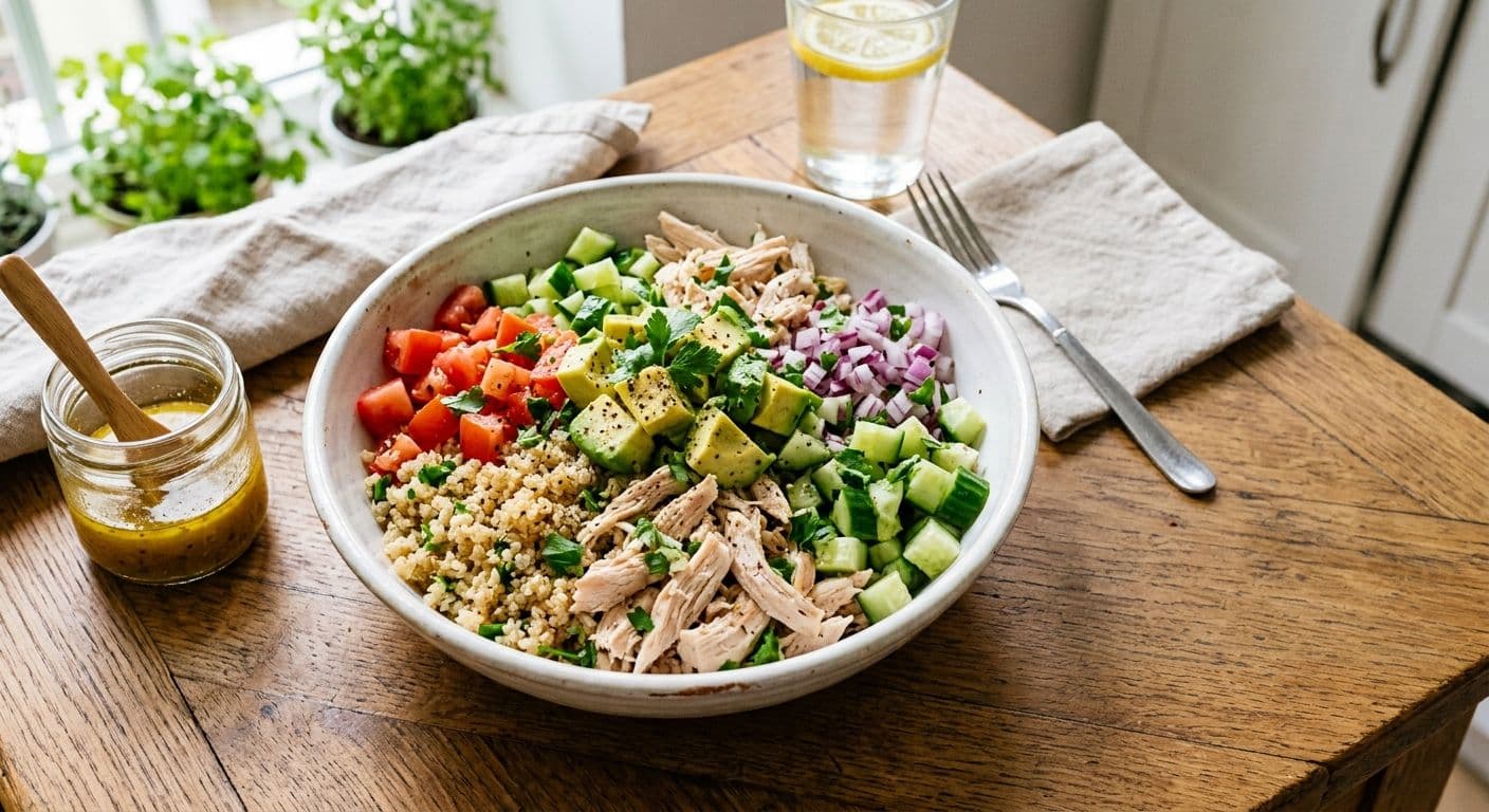 Ensalada de Quinoa y Pollo: Un Almuerzo Completo y Refrescante