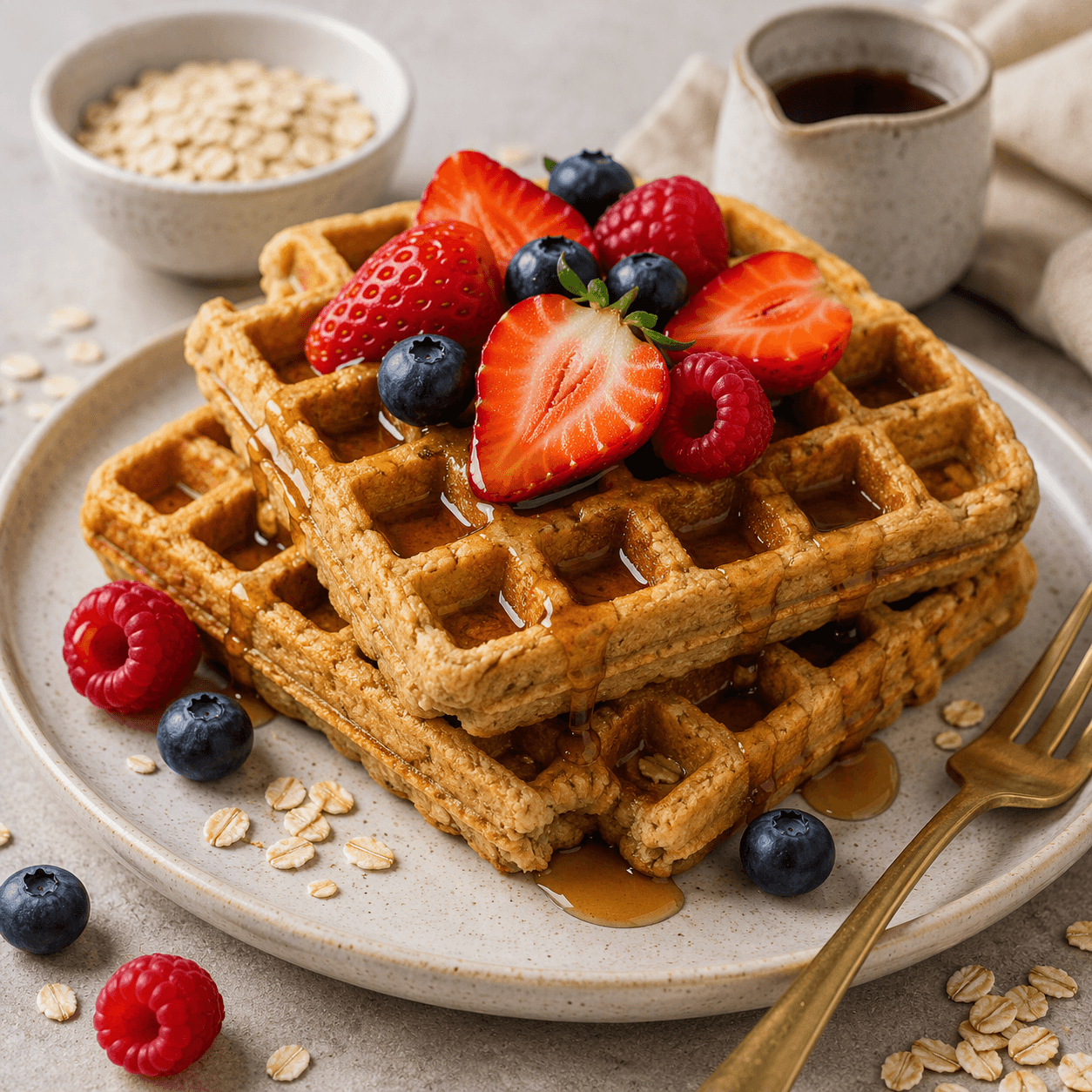 Waffles de Avena Veganos – Nutrición que Abraza tu Bienestar