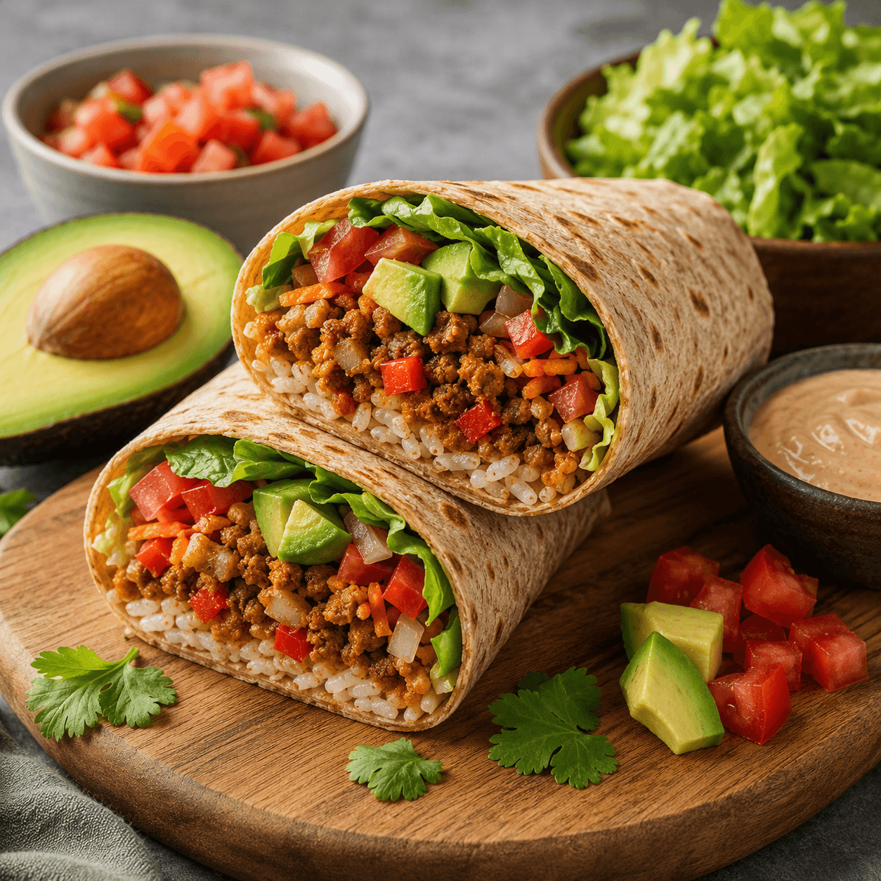 Burritos Veganos con "Carne" de Soja: Un Almuerzo Sabroso y Completo