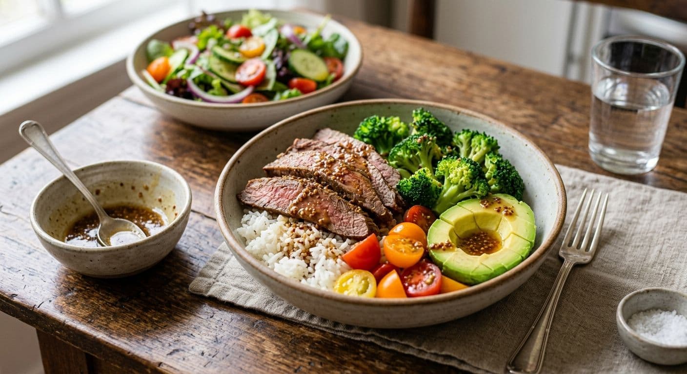 Bowl de Posta Rosada y Arroz: El Almuerzo Completo y Energético