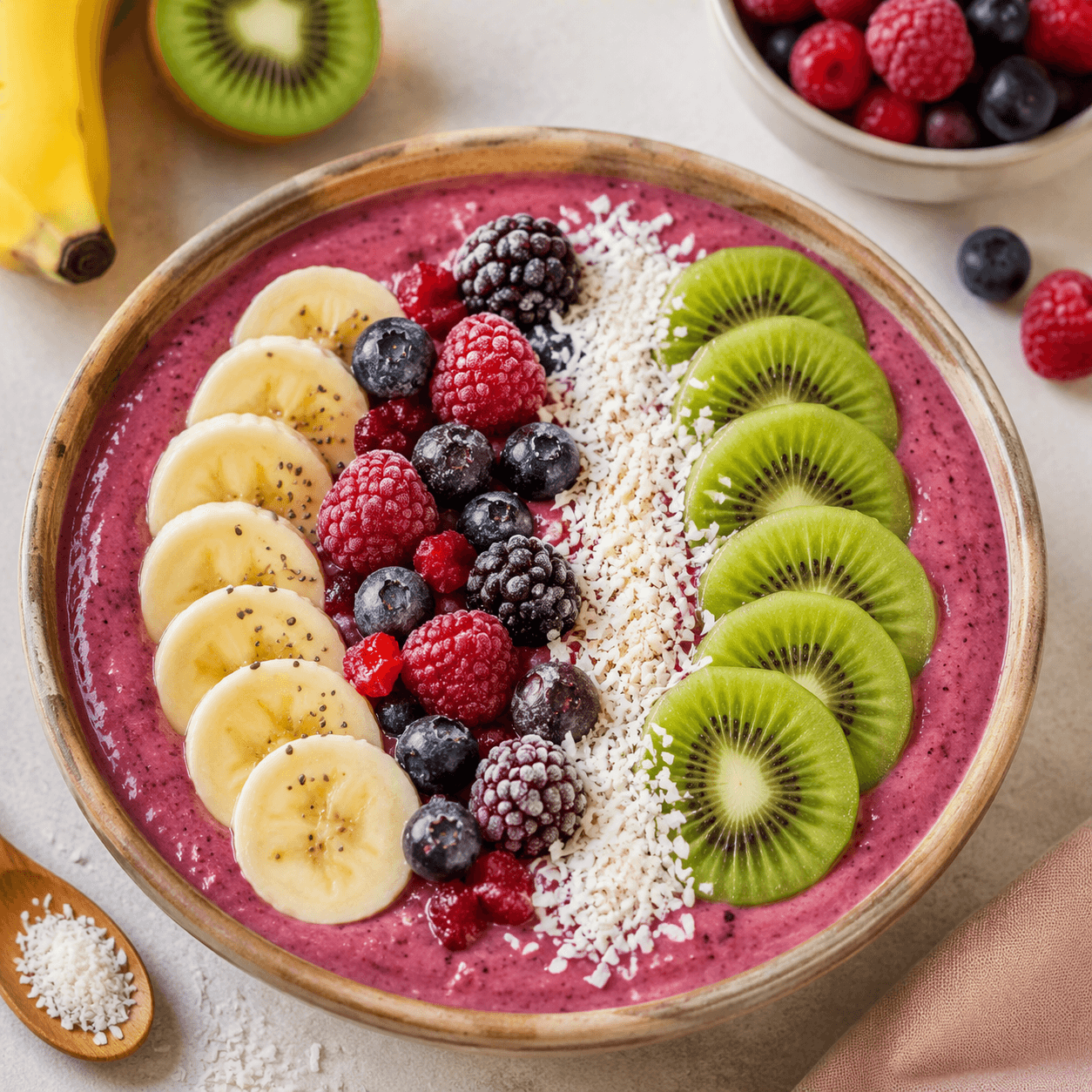 Smoothie Bowl de Plátano y Frutos Rojos: El Desayuno Fresco sin Gluten