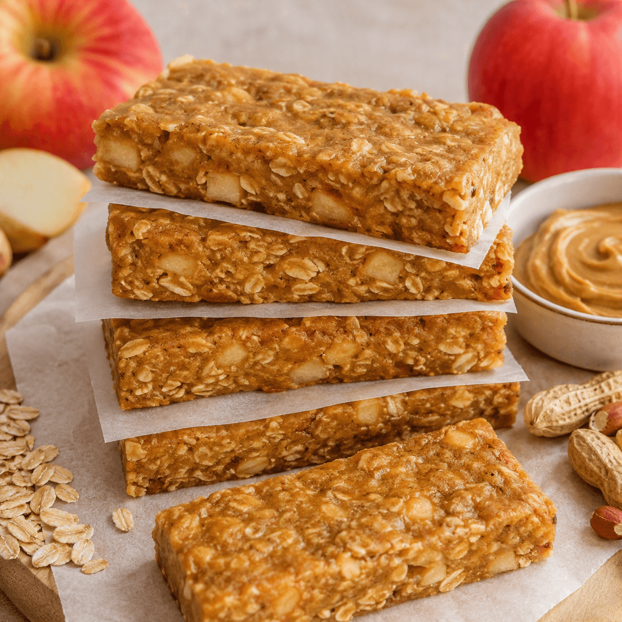 Barras de Manzana y Mantequilla de maní sin gluten